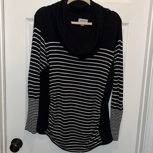 Black & White striped Cowl Neck Sweater by Avenue size 14/16